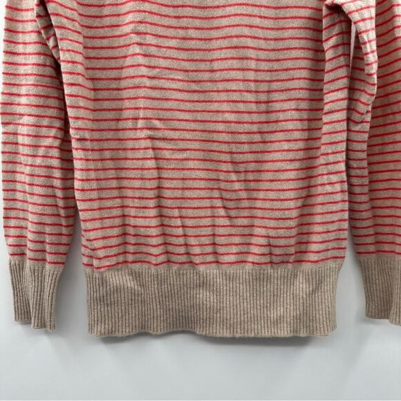 Demylee 100% Cashmere Beige & Pink Striped 3/4 Sleeve Pullover Sweater Size L - Picture 3 of 9